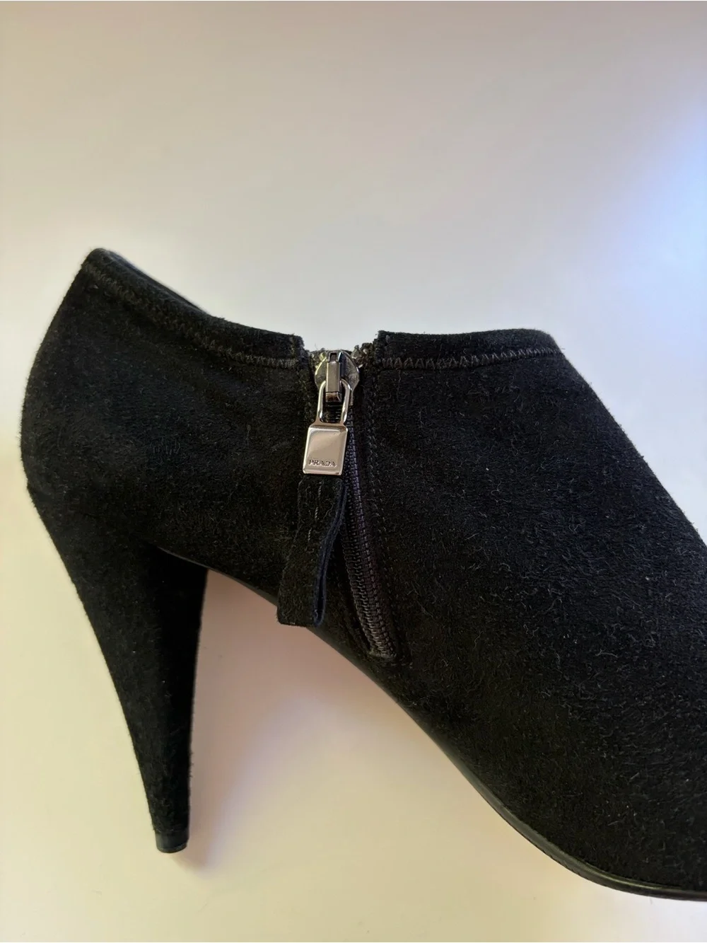 Vintage Prada Black Suede Ankle Boots with Side Zip - Picture 4 of 5